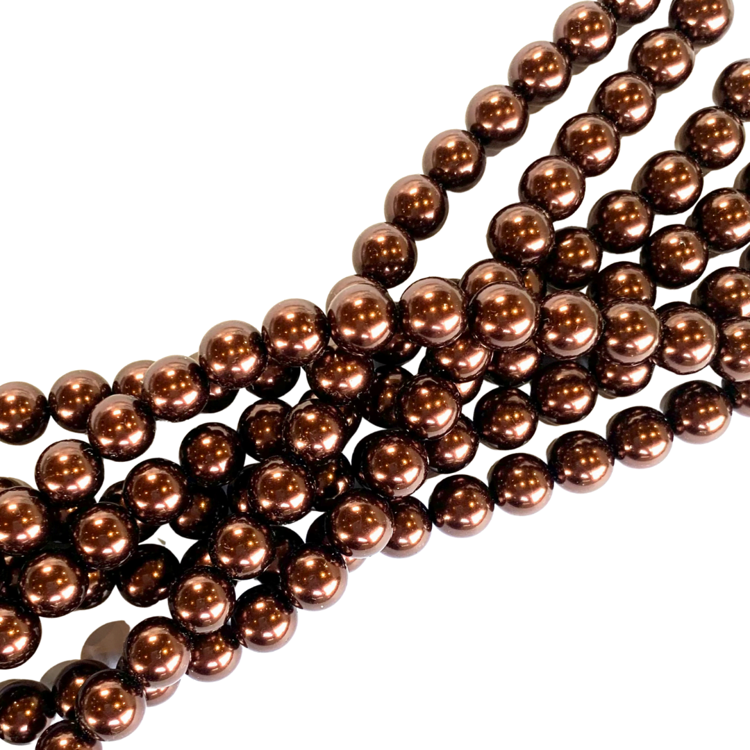 10mm Czech Round Glass Pearl Strand of 20 – 70415 – Copper