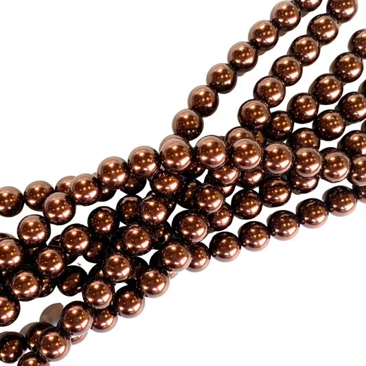 10mm Czech Round Glass Pearl Strand of 20 – 70415 – Copper