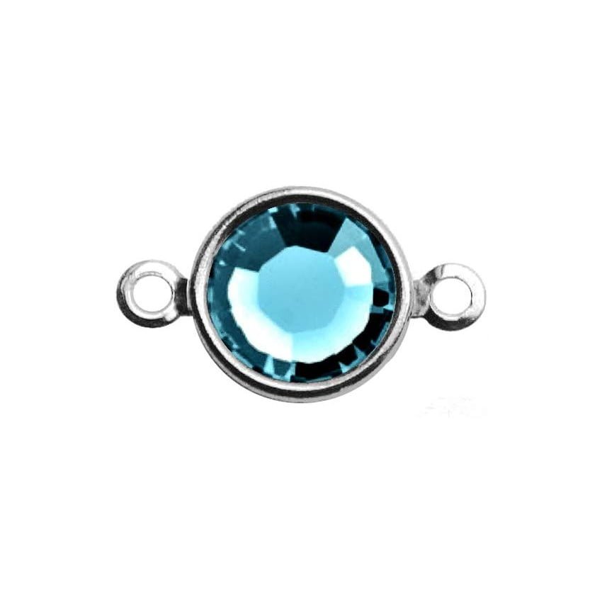 Silver Plated Preciosa Birthstone Channel Link - 6mm - Aquamarine (March Birthstone)