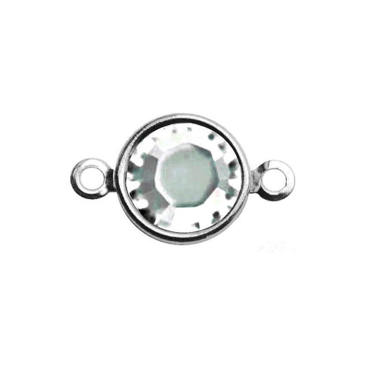 Silver Plated Preciosa Birthstone Channel Link - 6mm - Crystal (April Birthstone)