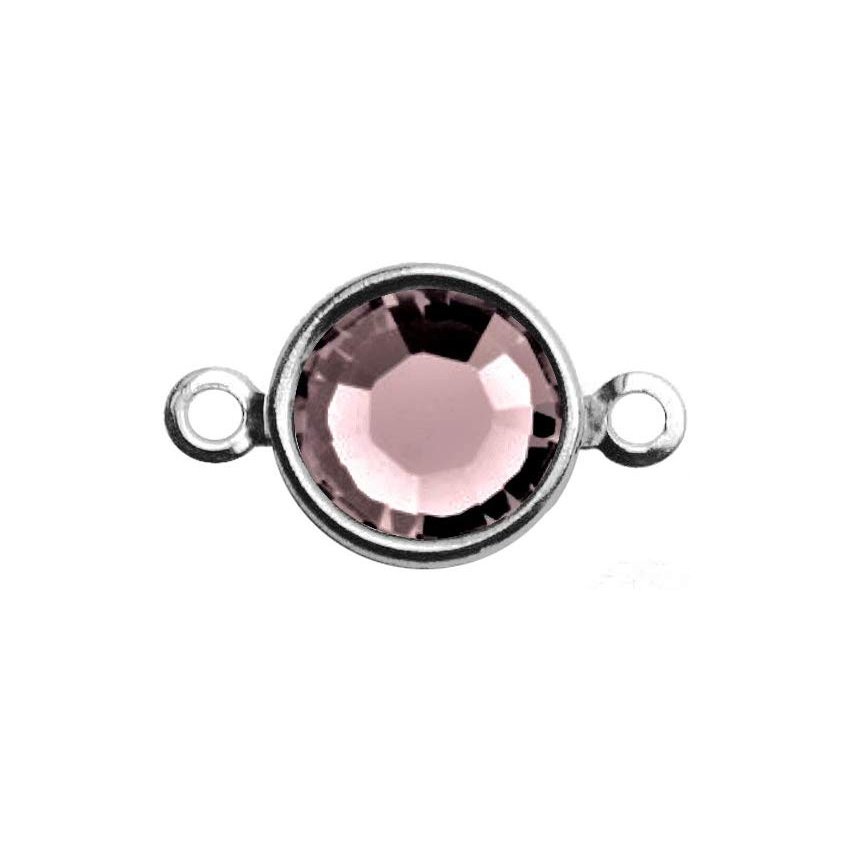 Silver Plated Preciosa Birthstone Channel Link - 6mm - Light Amethyst (June Birthstone)