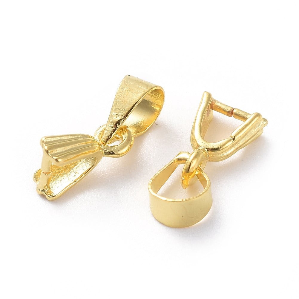 Gold Plated 12mm Pinch Bails with Scallop design - Pack of 10