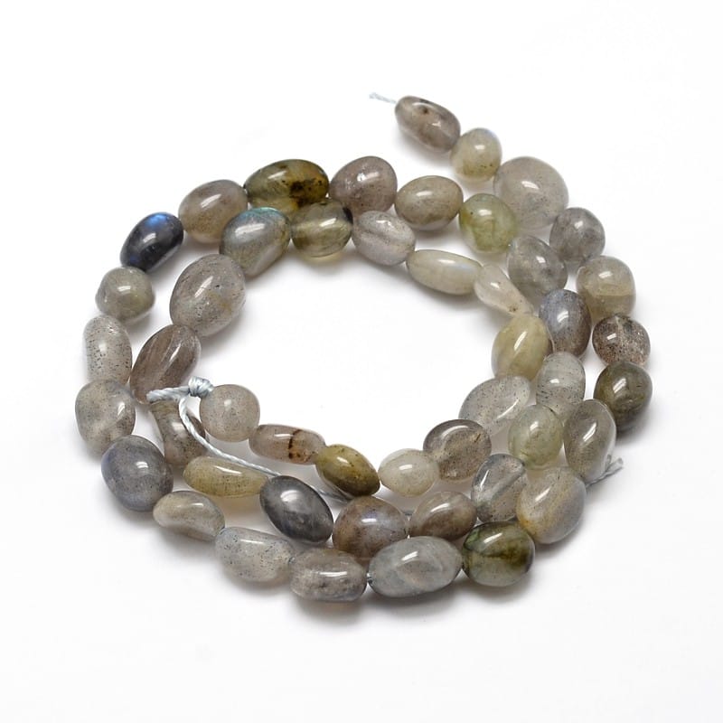 5-8mm Natural Labradorite Smooth Nugget Bead Strand - Approx 14 Inches
