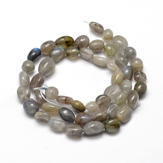 5-8mm Natural Labradorite Smooth Nugget Bead Strand - Approx 14 Inches