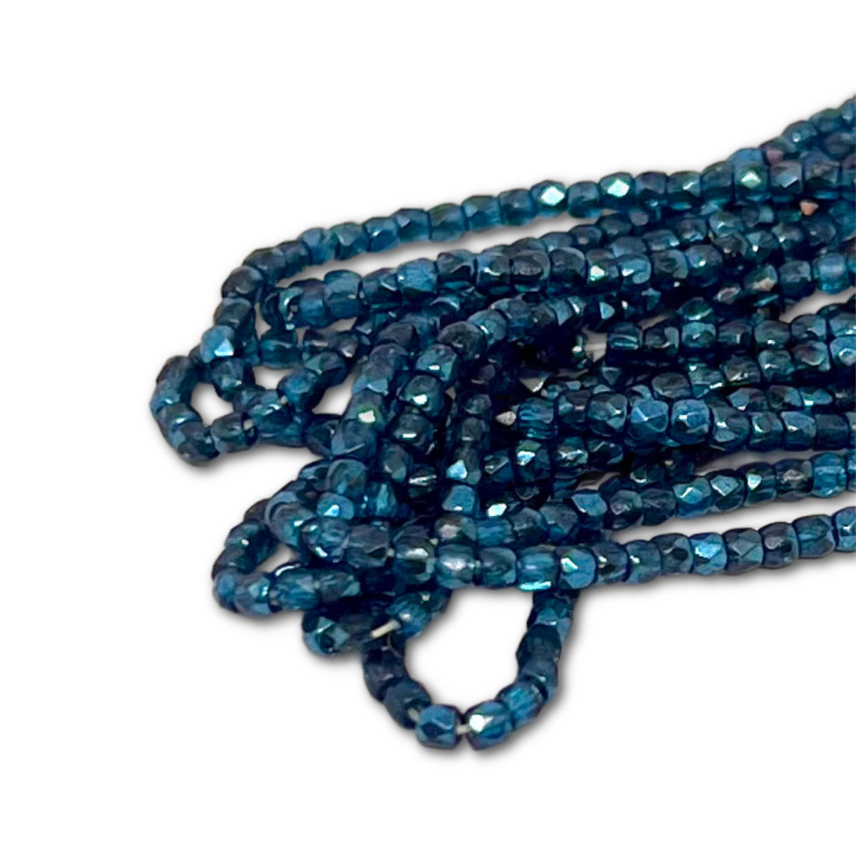 2mm True2 Firepolish Beads - Strand of Approx 150 - Aqua Metallic Ice