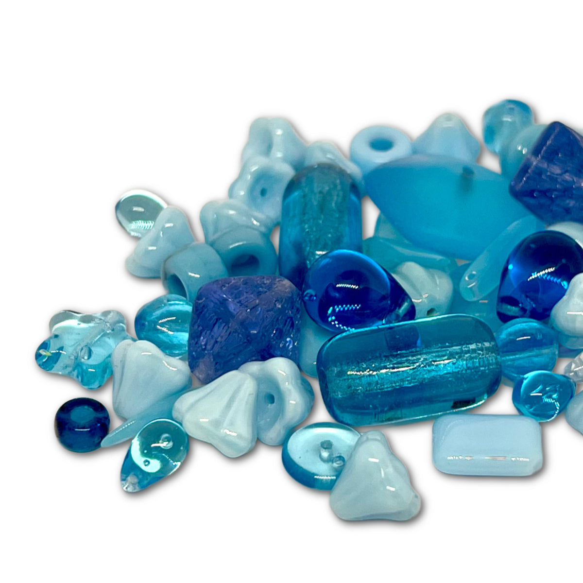 Preciosa Pressed Glass Aqua Mix - Approx 50g