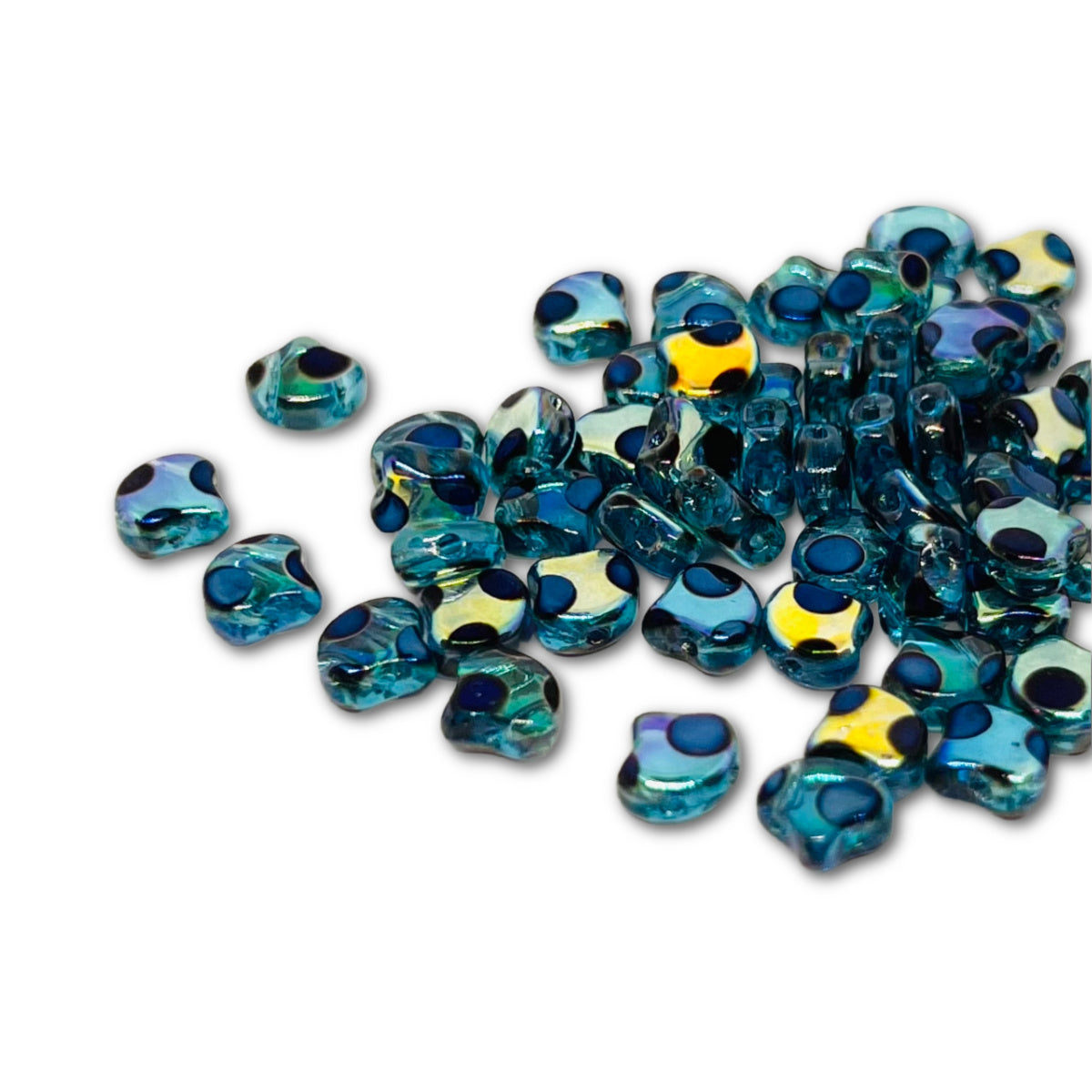 Ginko Beads 7.5mm – 10g Pack (approx 35 beads) – Aquamarine AB Dotted