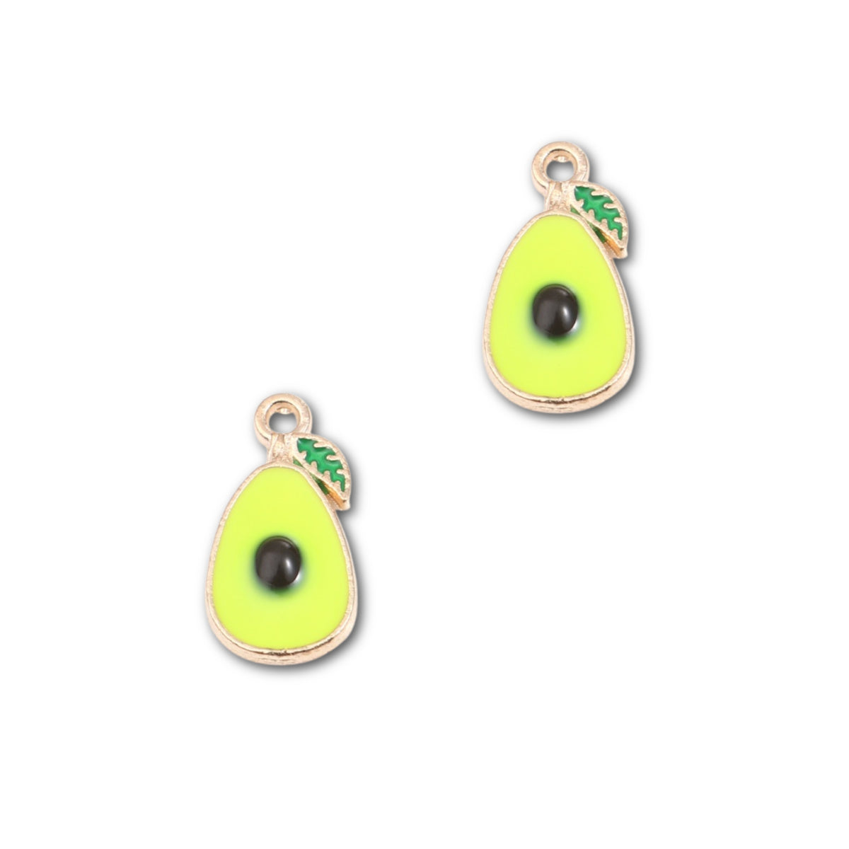 Gold Plated Enamel Avocado Charm 18x9mm - Pack of 2