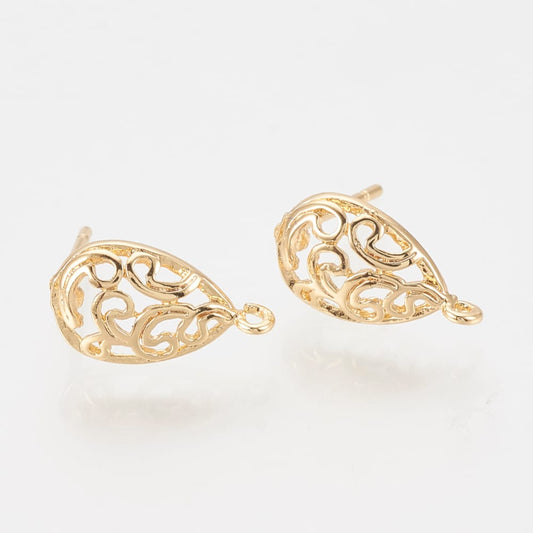 18k Gold Plated Filigree Earring Findings - Priced Per Pair