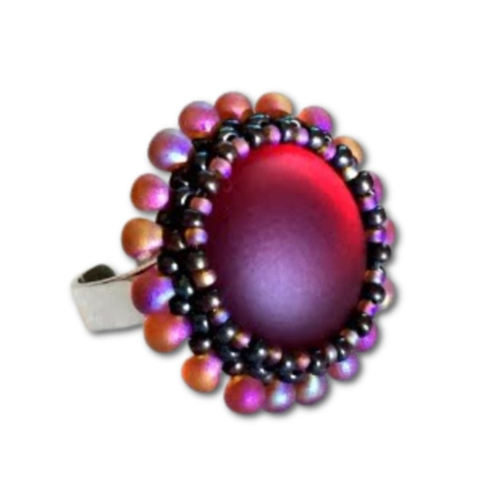 Bezelled Right Angle Weave Ring Pattern - Instant Download or Printed Copy