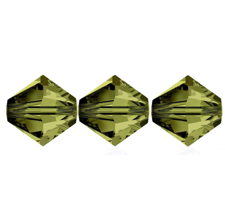 4mm Preciosa Bicones - Olivine - Pack of 30