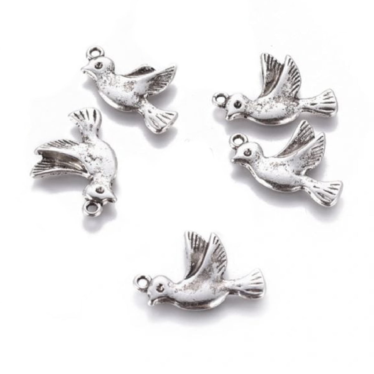 Antique Silver Bird Charm 22x15mm – Pack of 5