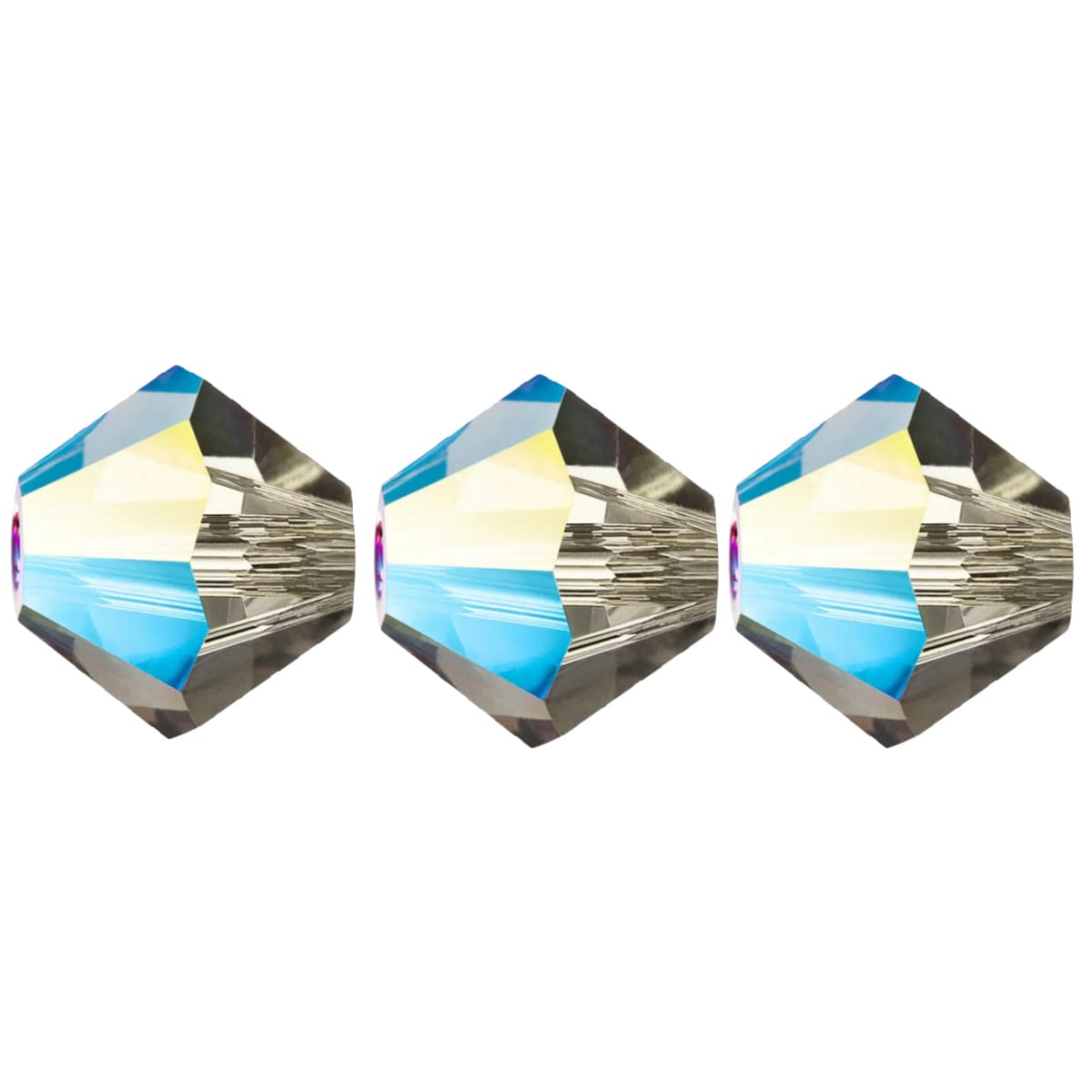 3mm Preciosa Bicones – Black Diamond Glitter – Pack of 30