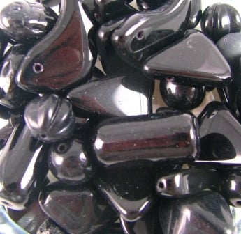 Preciosa Pressed glass Black Mix - Approx 50g