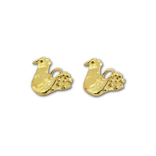Raw Brass Peacock Charms 11.5x16mm  – Per Piece