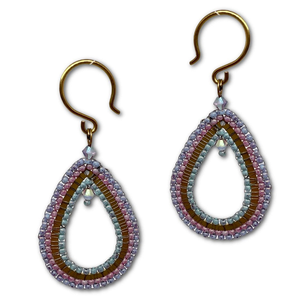 Brick Stitch Teardrop Earring Pattern - beading around a frame - Instant Download or Printed Copy