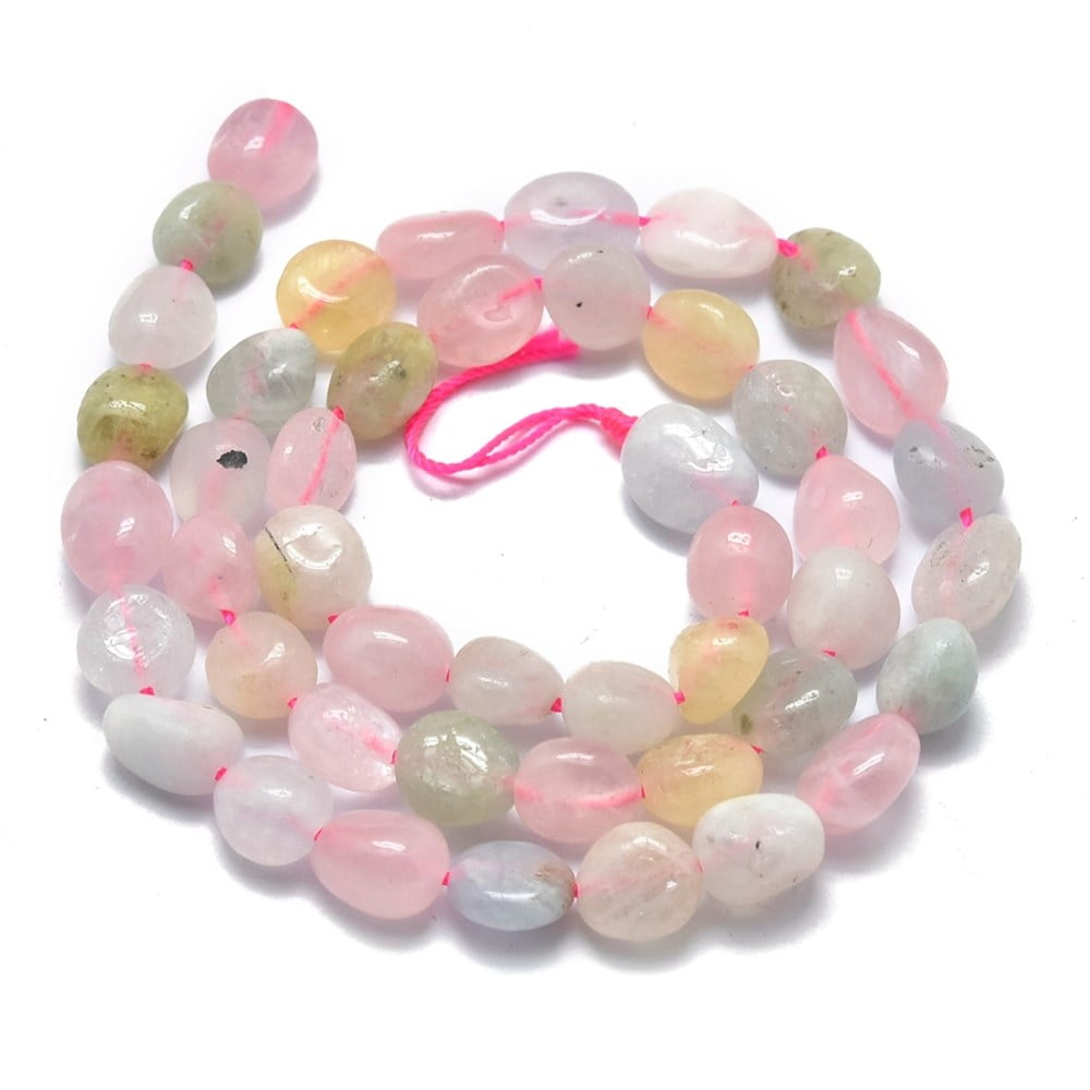 8x6mm Natural Morganite Nugget Bead Strand – Approx 36 beads