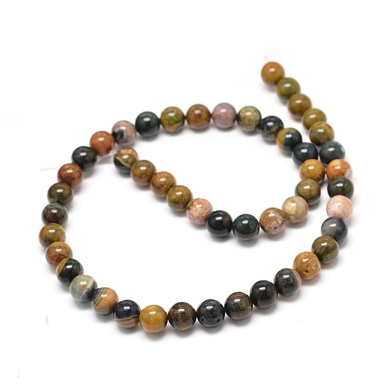 6mm Polished Ocean Jasper Round Bead Strand β Approx 60 beads