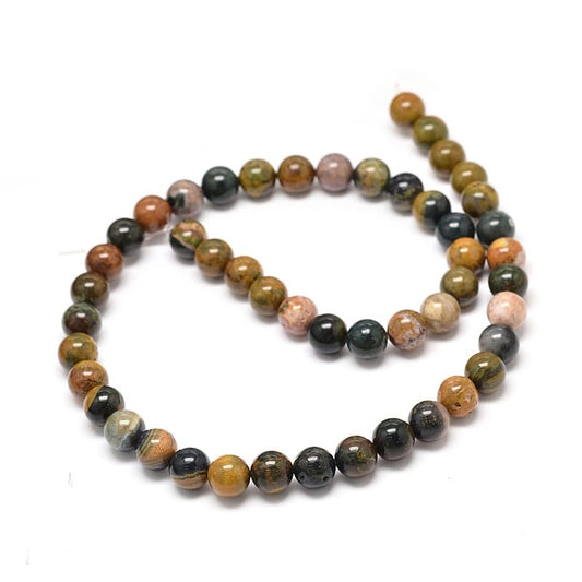 6mm Polished Ocean Jasper Round Bead Strand – Approx 60 beads