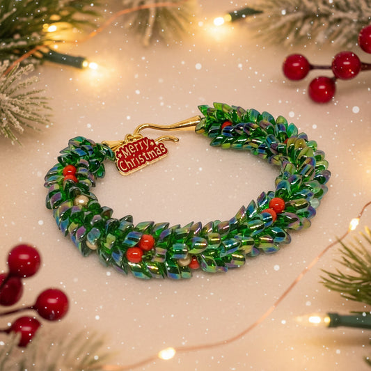 Kumhimo Christmas Wreath Bracelet Pattern - Instant Download or Printed Copy