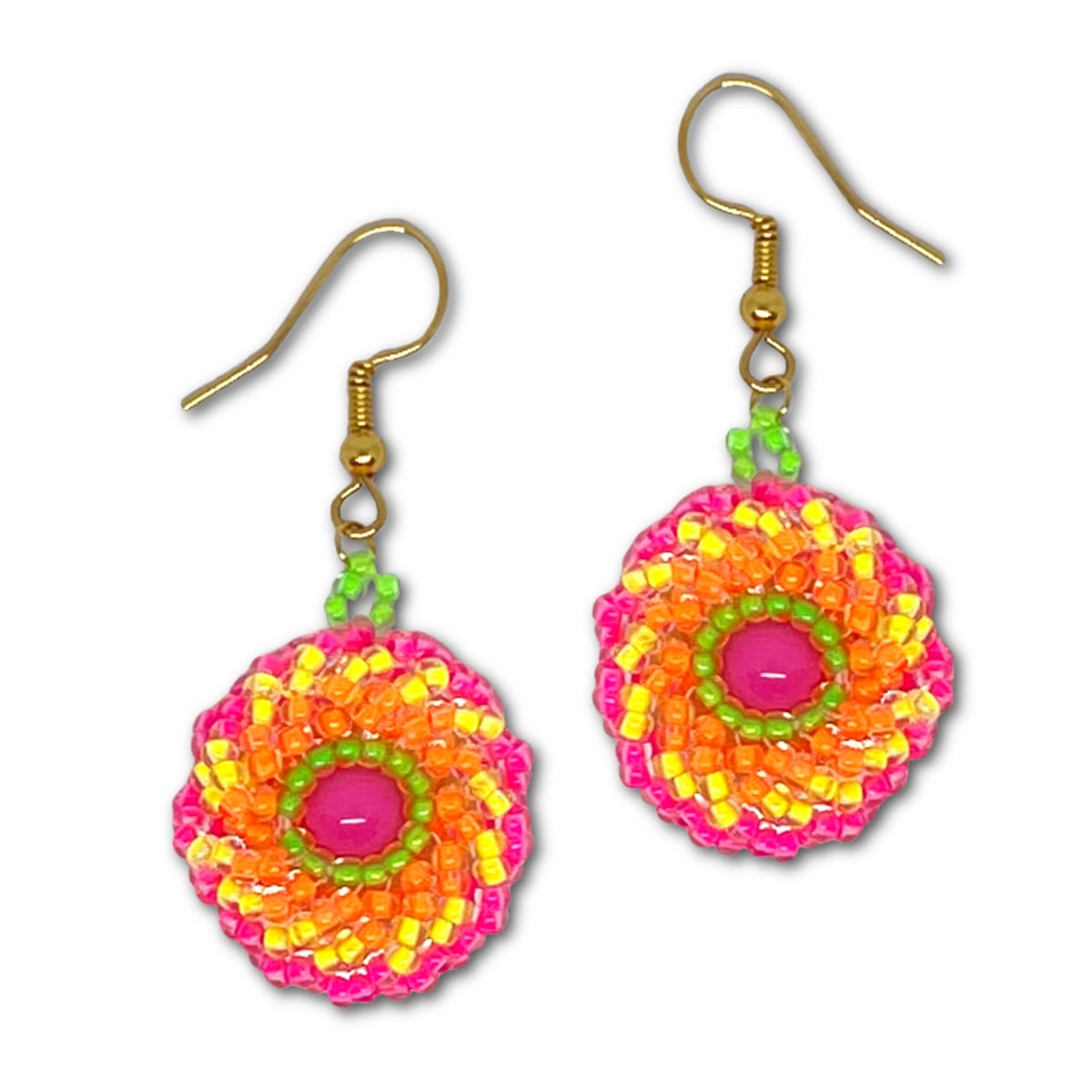 Seed Bead Chrysanthemum Flower Earring Pattern - Instant Download or Printed Copy
