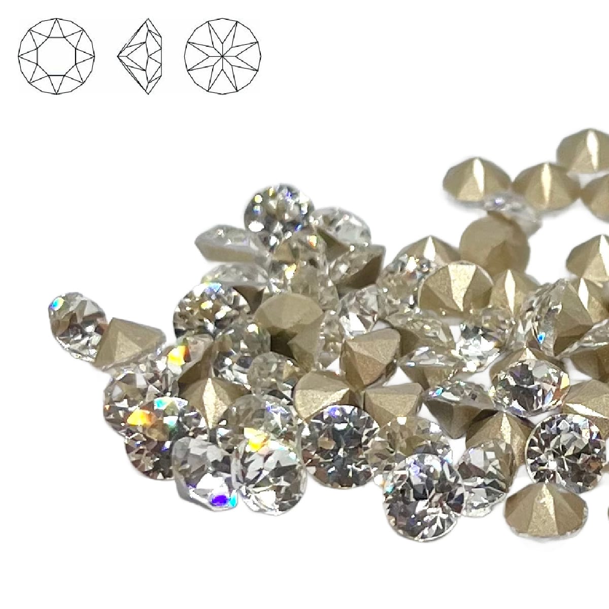 Aurora Pointy Back Chaton (C1088) SS29 – 6mm – Crystal – Pack of 2