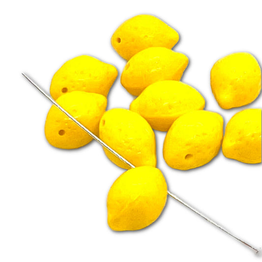 14x10mm Czech Glass Lemon Beads - Per Piece