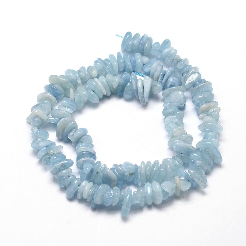A Grade 12x5mm Aquamarine Chip Gemstone Strand – 38cm Strand