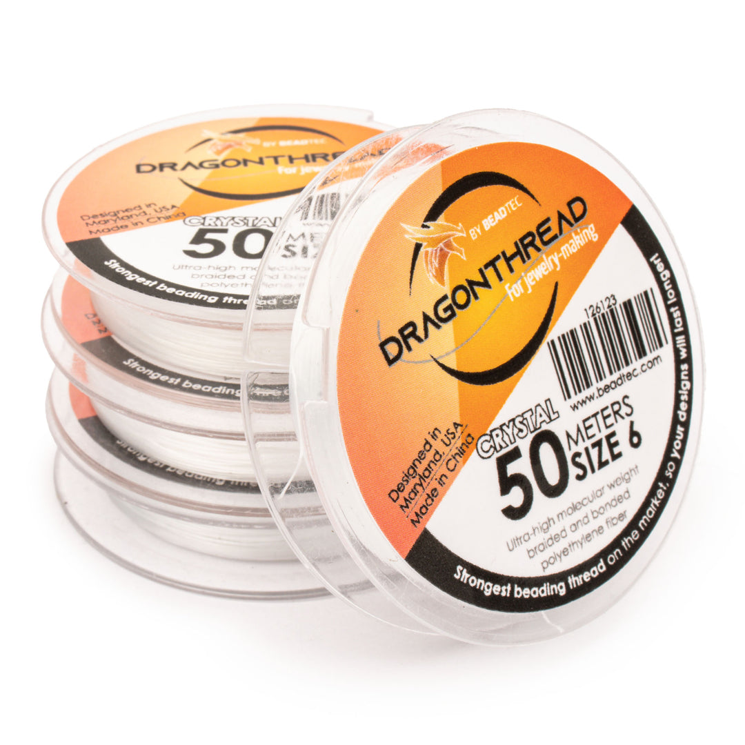 BeadTec DragonThread - Crystal/White | Size 6 (Medium) | 50 Meter Spool