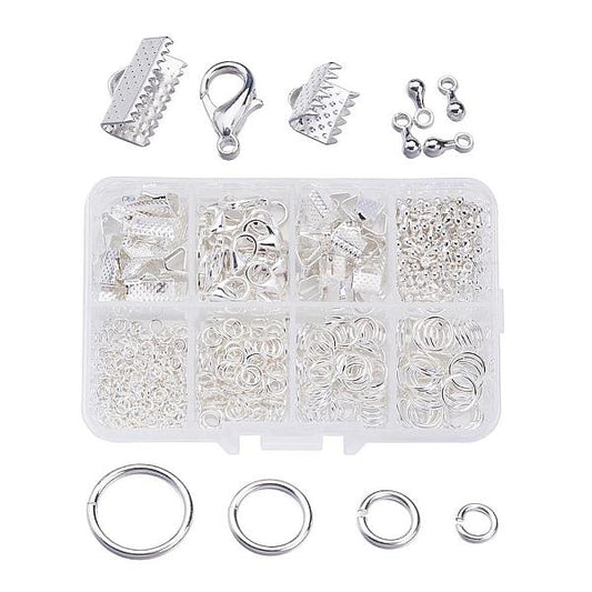 Silver Plated Finding Box - Lobster Clasps, Jump Rings, Cord Ends and more!