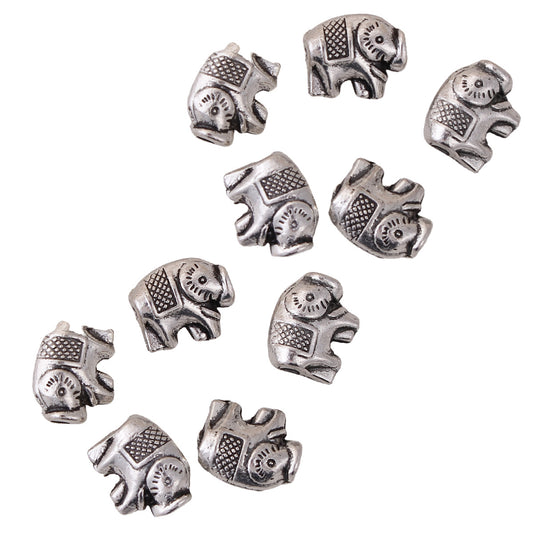 Silver Plated Elephant Beads 11x9mm - Pack of 20