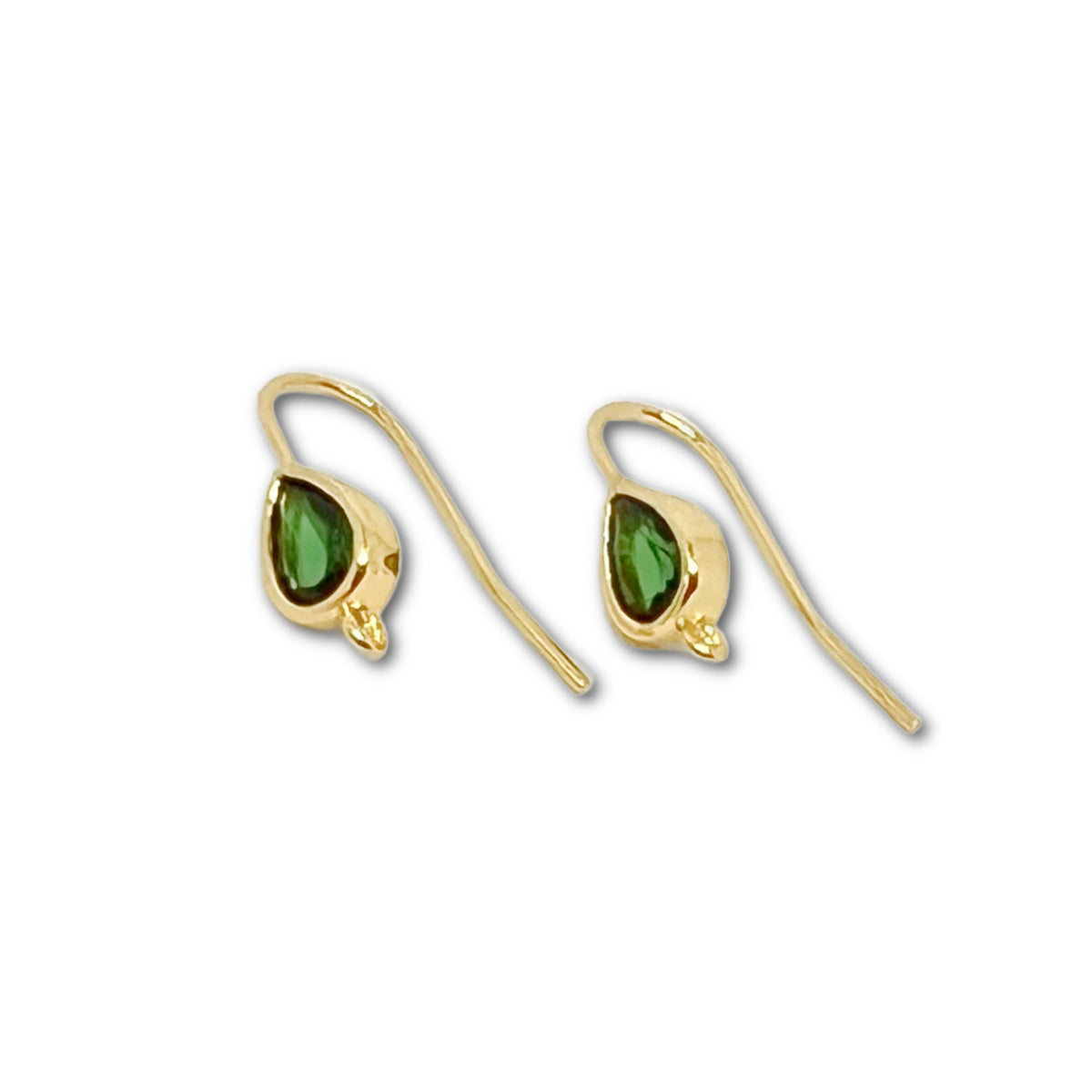 18k Gold Plated Crystal Drop Shepherd Hook - Emerald - Priced Per Pair