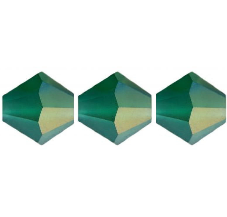 4mm Preciosa Bicones – Emerald Matte AB – Pack of 30