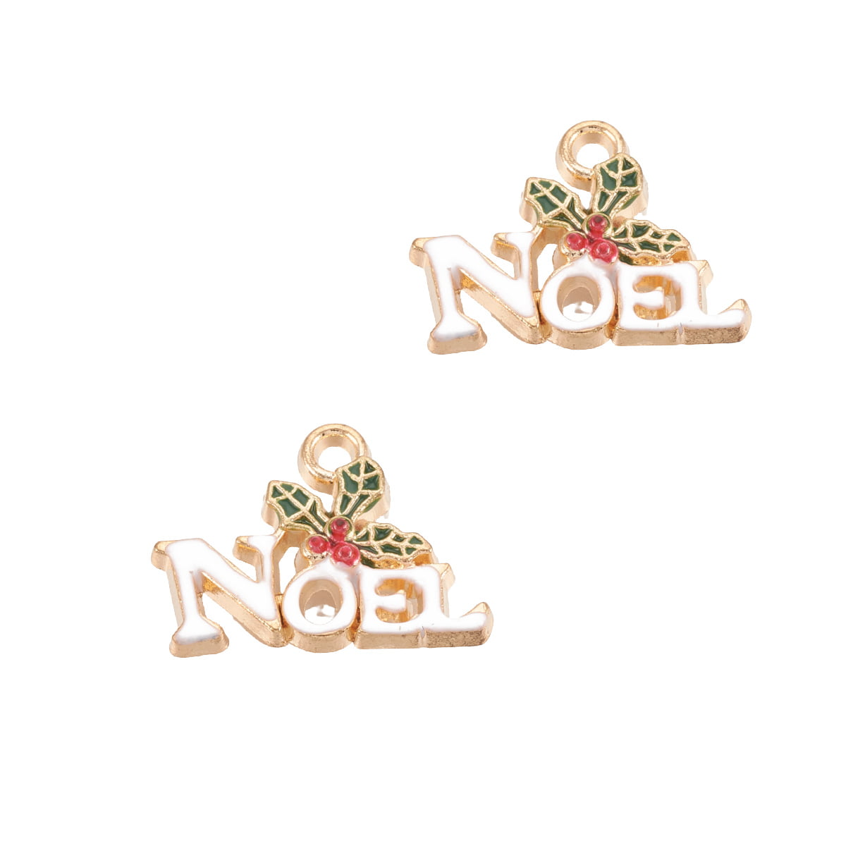 18x15mm Gold Plated Enamel Noel Charms - Pack of 2