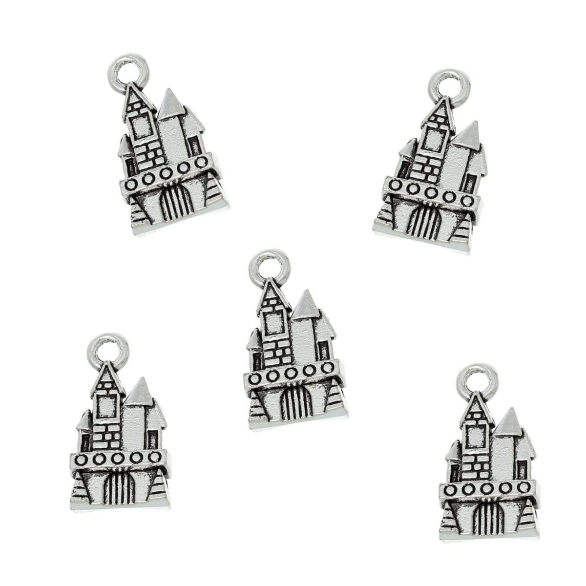 Antique Silver Fairy Castle Charm 21x11mm – Pack of 5