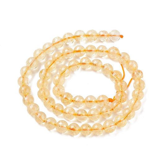 6mm Citrine Round Bead Strand - Approx 60 Beads