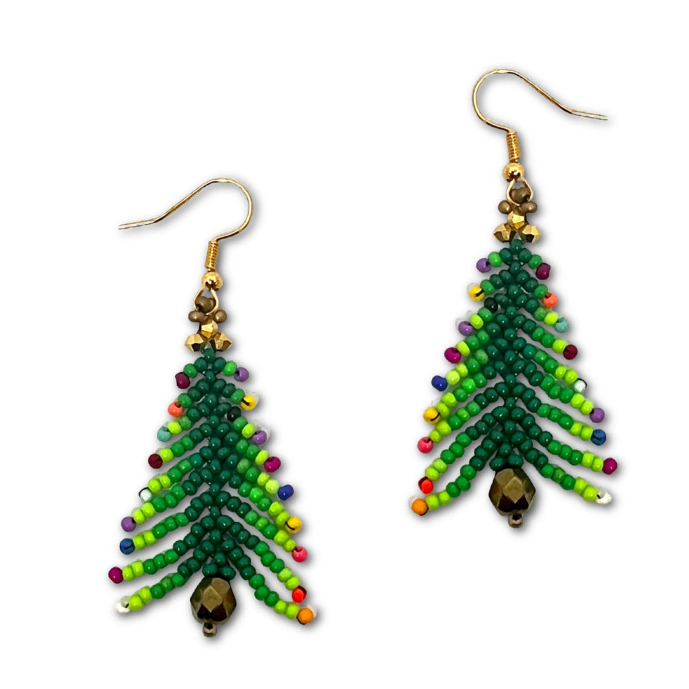 Feather Stitch Christmas Tree Earring Pattern - Instant Download or Printed Copy