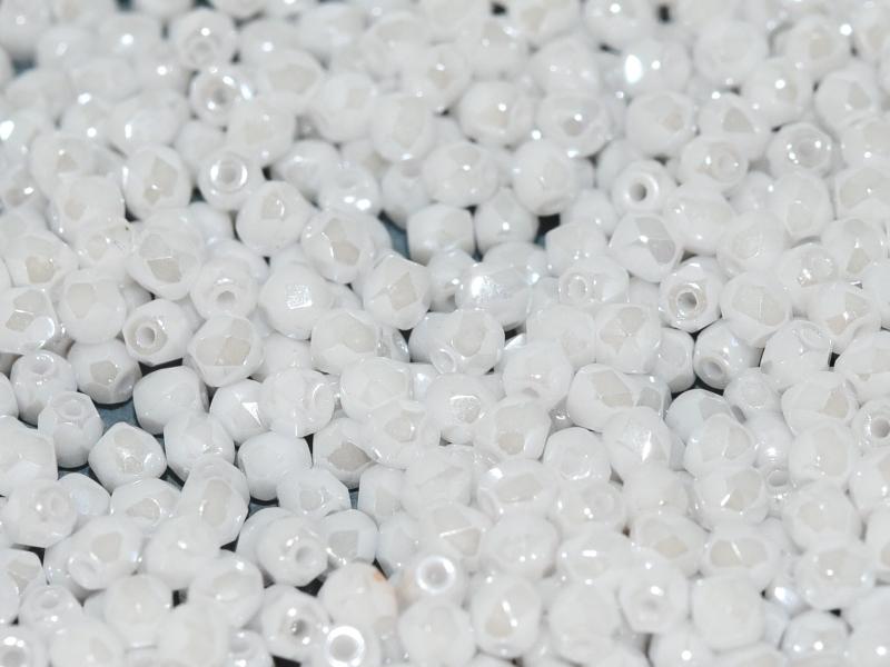 3mm Czech Fire-Polish – 03000/21402 – Chalk White Shimmer x 100