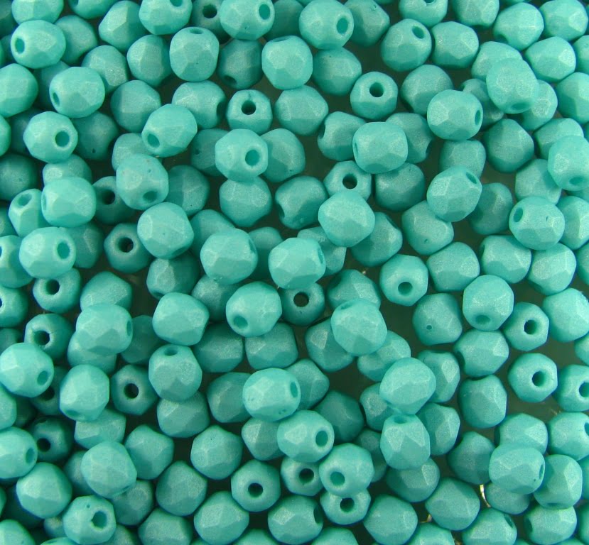 3mm Czech Fire Polish – 02010/29569 – Matte Turquoise x 100
