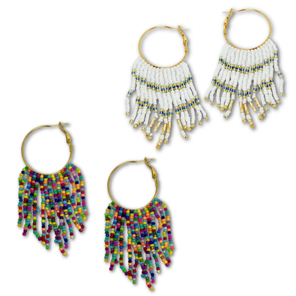 Beaded Fringe Hoop Earring Pattern - Instant Download or Printed Copy