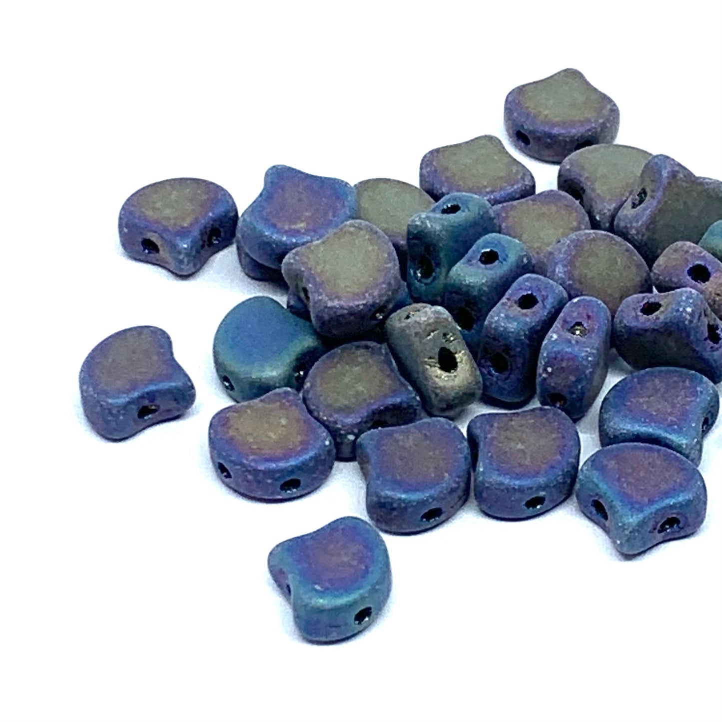 Ginko Beads 7.5mm – 10g Pack (approx 35 beads) – Jet Rainbow Iris Matte