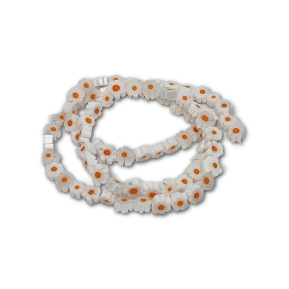 6mm Daisy Bead Strand - Approx 50 Beads - White and Yellow