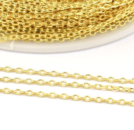 Gold Plated Brass Extra Fine Chain – 1.2-1.8mm links – 1 meter