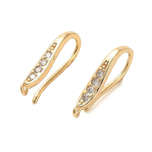 18k Gold Plated Cubic Zirconia Earring Hooks - Pack of 2