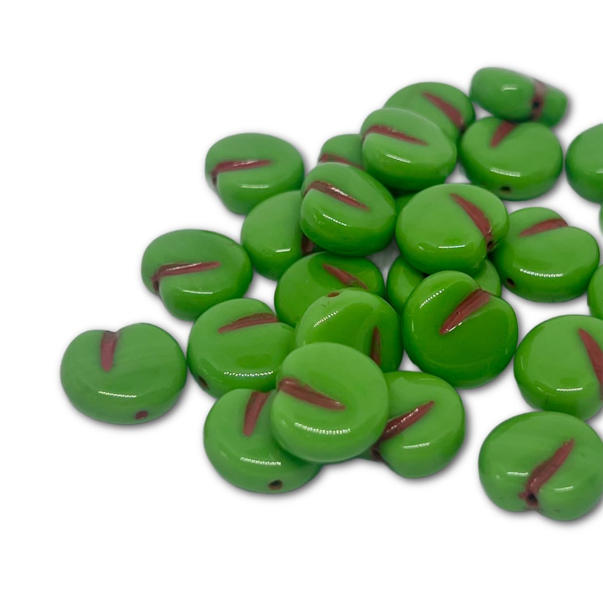 11x12mm Vintage Apple Beads - Apple Green - Pack of 5