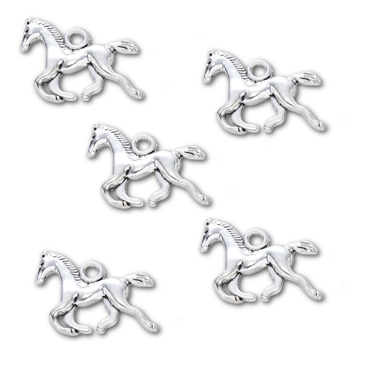 Silver Plated Galloping Horse Charm 15x18mm - Pack of 5
