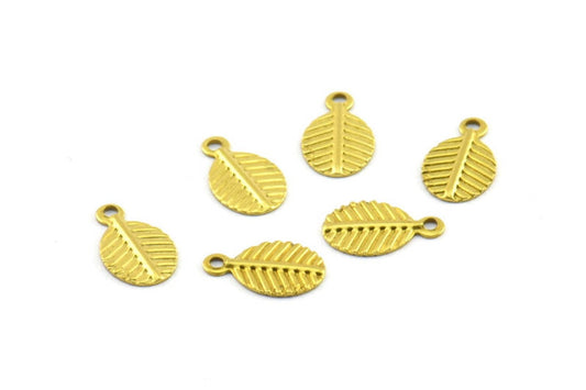 Raw Brass 10.5x6.5mm Mini Leaf Charm or Pendant - Per Piece