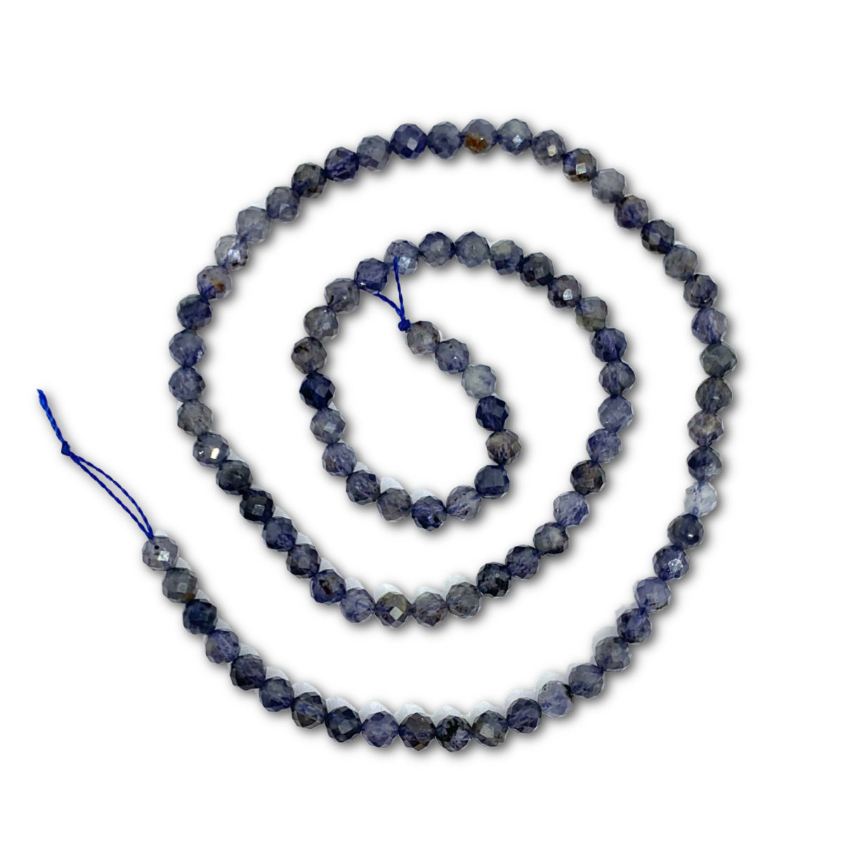 4mm Natural Iolite Faceted Gemstone Bead Strand – Approx 90 Beads