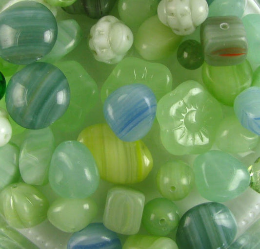 Preciosa Pressed Glass Jade Mix - Approx 50g
