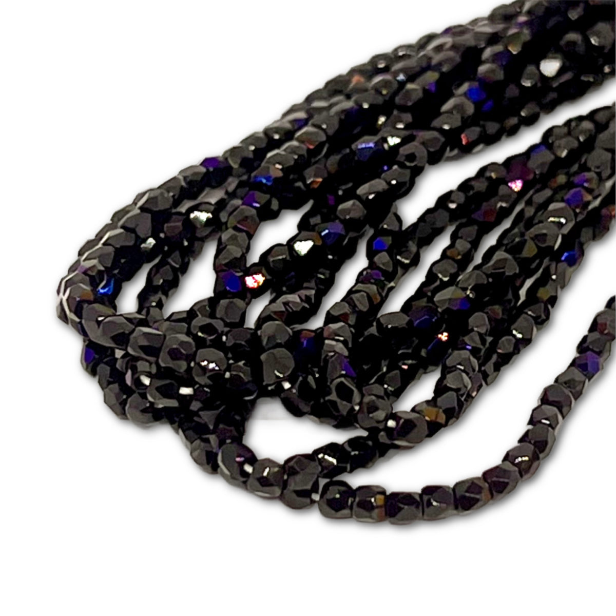 2mm True2 Firepolish Beads - Strand of Approx 150 - Jet Azuro
